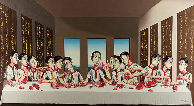Zeng Fanzhi, 'The Last Supper', 2001. Oil on canvas, 220 by 395 cm / $23.3 million at sothebysHK