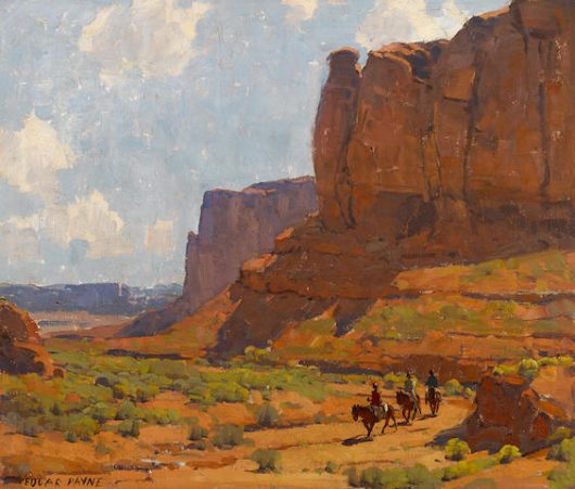 Edgar Payne, 'Monument Valley, Riverbed'. Oil on canvas, 25 1/4 x 30 1/4in / Bonhams
