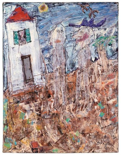 Jean Dubuffet,, 'Visiteur au chapeau bleu', 1995. Oil on canvas, 115.2 x 89.2 cm / Christie's