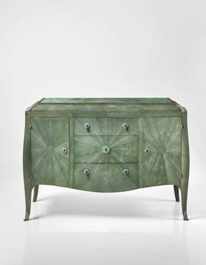 André Groult, Commode, circa 1926-1928. Mahogany, marble, amazonite, silvered bronze, 89.9 x 130.8 x 47 cm / Sotheby's
