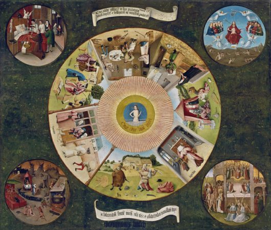El Bosco, 'Mesa de los Pecados Capitales', 1505-10. Óleo sobre tabla, 120 x 150 cm / Patrimonio Nacional